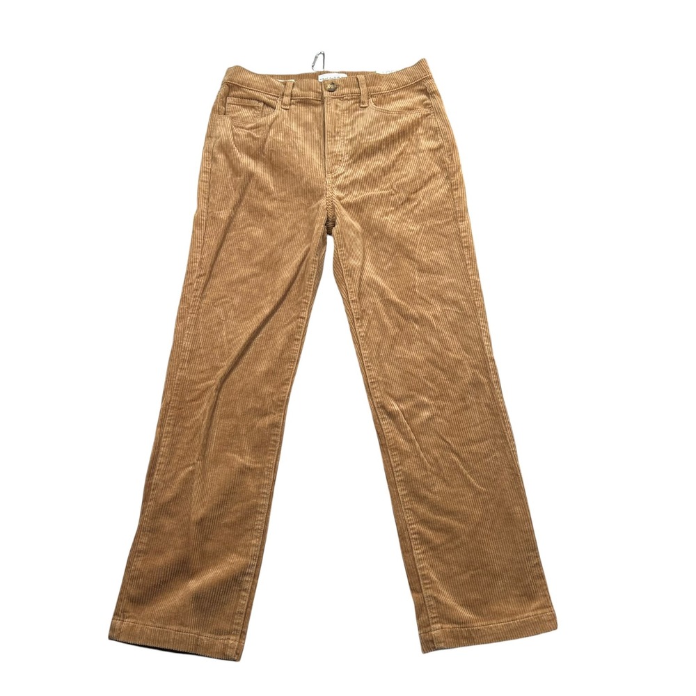 LOFT The Straight Corduroy Pants Womens 6/28 Tan High Rise Straight Leg